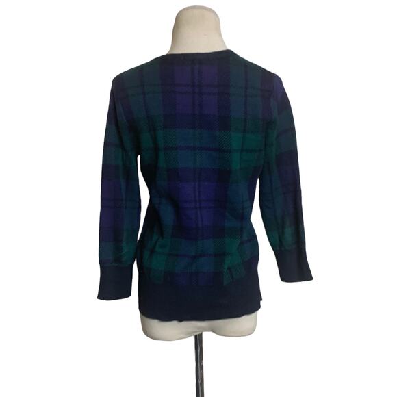 Land's End green plaid Supima cotton long sleeves knit sweater size XSP - Picture 2 of 6